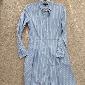 Brooks Brothers Light Blue Striped Midi Dress